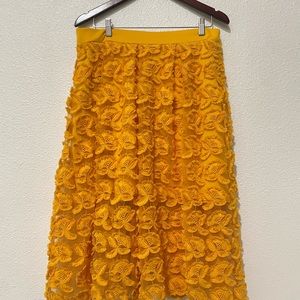 Honey yellow maxi skirt with floral top layer